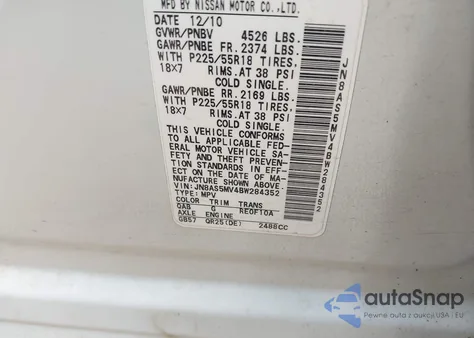 2011 Nissan Rogue Sv из США, поврежденный, VIN JN8AS5MV4BW284352